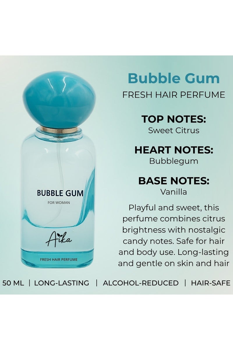 Aika عطر الشعر والجسم من آيكا بنكهة العلكة 50 مل – رائحة حلوة ومرحة مع الليمون، نكهة العلكة والمسك الأبيض – رذاذ طويل الأمد خالي من الكحول للنساء والفتيات – رذاذ شعر وجسم منعش وممتع - Image 4